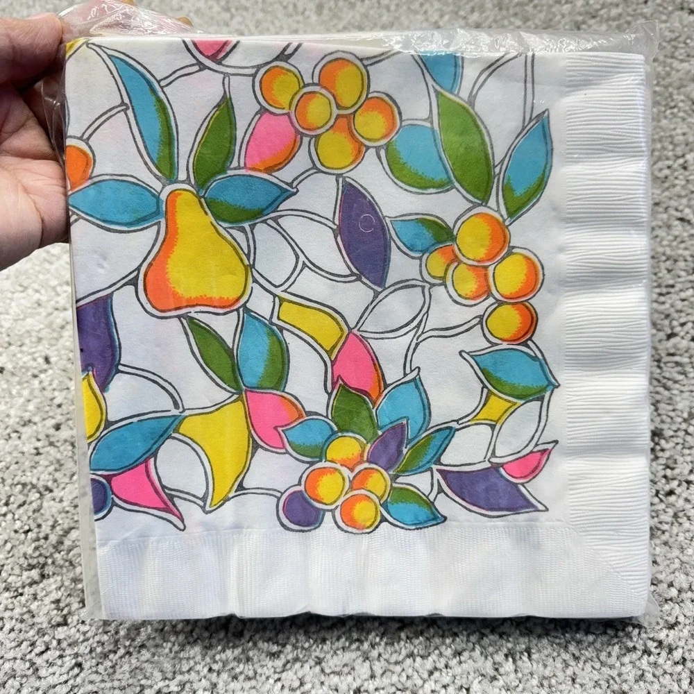 Vintage 1960 Pakay‎ Party By Gibson Napkins Groovy Party Fruit Neon New